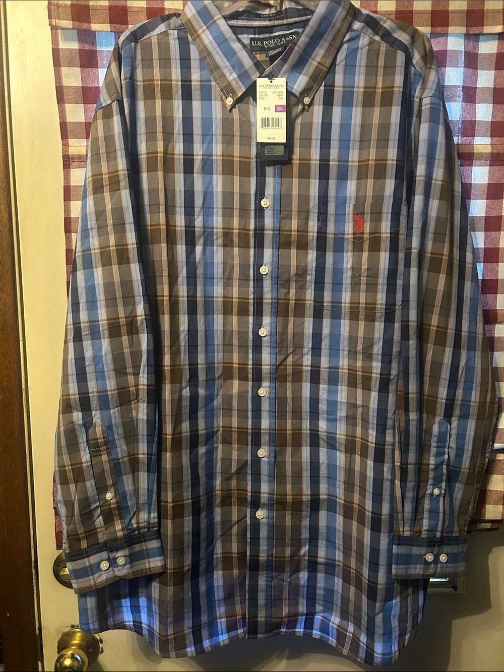 U.S. Polo Assn. Blue and Brown Plaid Button-Down Shirt